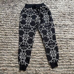 NWOT! Unisex Long Clothing Geometric Black & White Joggers, Size S, 100% Cotton